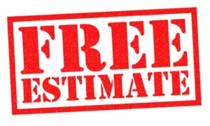 FREE ESTIMATE FREE ESTIMATE red Rubber Stamp over a white background.